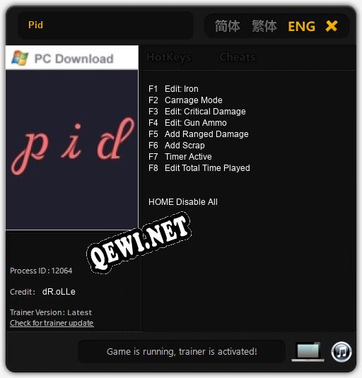 Pid: Читы, Трейнер +8 [dR.oLLe]