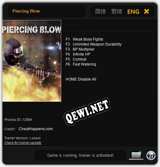 Трейнер для Piercing Blow [v1.0.6]