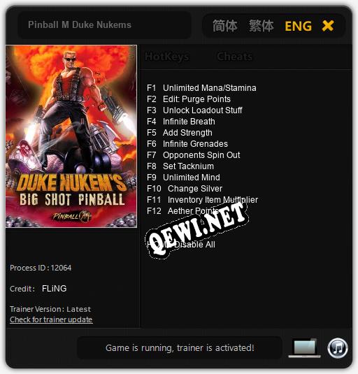Pinball M Duke Nukems: Трейнер +12 [v1.9]