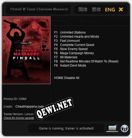 Pinball M Texas Chainsaw Massacre Pinball: Читы, Трейнер +9 [CheatHappens.com]