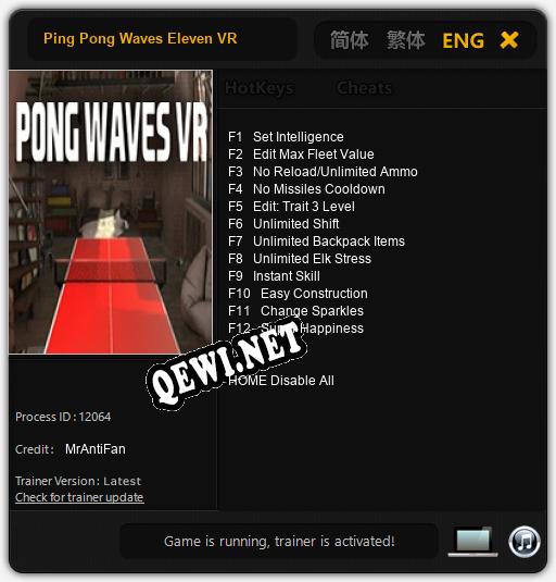 Ping Pong Waves Eleven VR: Читы, Трейнер +15 [CheatHappens.com]