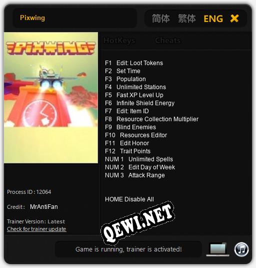 Pixwing: ТРЕЙНЕР И ЧИТЫ (V1.0.25)