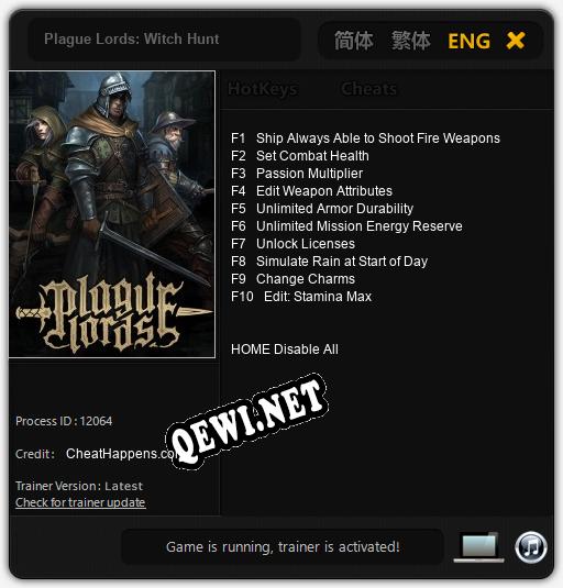 Plague Lords: Witch Hunt: Читы, Трейнер +10 [CheatHappens.com]