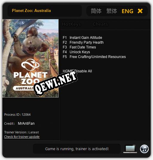 Трейнер для Planet Zoo: Australia [v1.0.4]