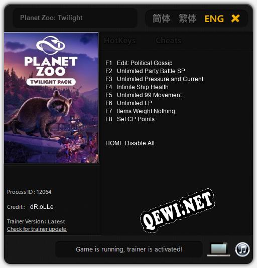 Трейнер для Planet Zoo: Twilight [v1.0.7]