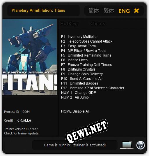 Трейнер для Planetary Annihilation: Titans [v1.0.1]