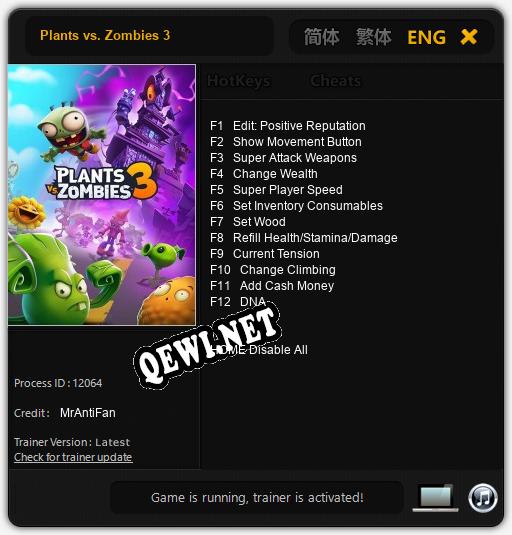 Plants vs. Zombies 3: Трейнер +12 [v1.2]
