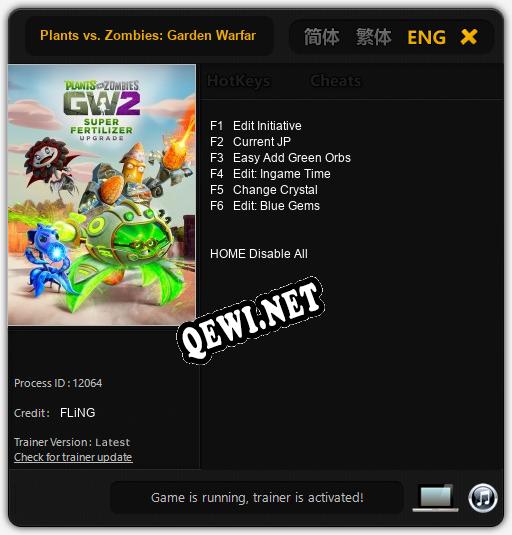 Трейнер для Plants vs. Zombies: Garden Warfare 2 Super Fertilizer [v1.0.8]