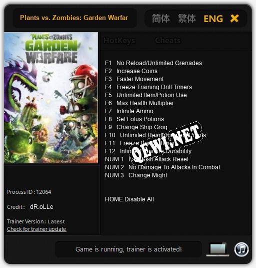 Plants vs. Zombies: Garden Warfare: Трейнер +15 [v1.1]