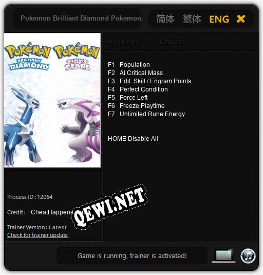 Pokemon Brilliant Diamond Pokemon Shining Pearl: Трейнер +7 [v1.7]