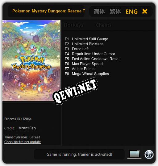 Pokemon Mystery Dungeon: Rescue Team: ТРЕЙНЕР И ЧИТЫ (V1.0.57)