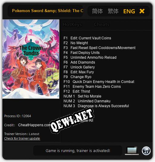 Pokemon Sword & Shield: The Crown Tundra: Трейнер +15 [v1.6]