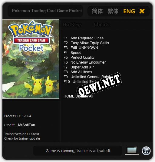 Pokemon Trading Card Game Pocket: Трейнер +10 [v1.9]