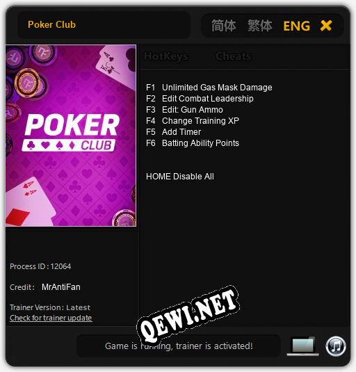 Poker Club: Трейнер +6 [v1.9]