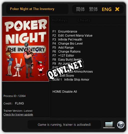 Poker Night at The Inventory: Трейнер +13 [v1.6]