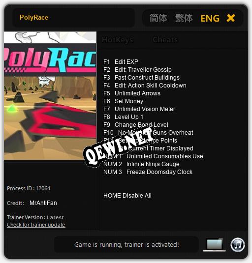Трейнер для PolyRace [v1.0.2]