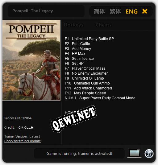 Pompeii: The Legacy: ТРЕЙНЕР И ЧИТЫ (V1.0.14)