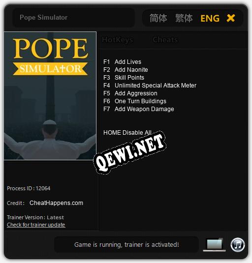 Трейнер для Pope Simulator [v1.0.7]