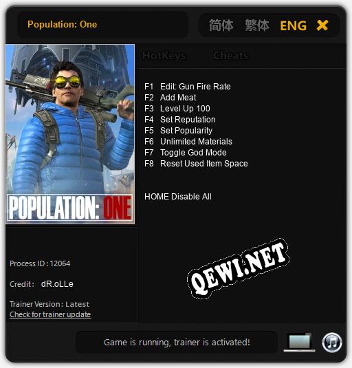 Population: One: ТРЕЙНЕР И ЧИТЫ (V1.0.55)