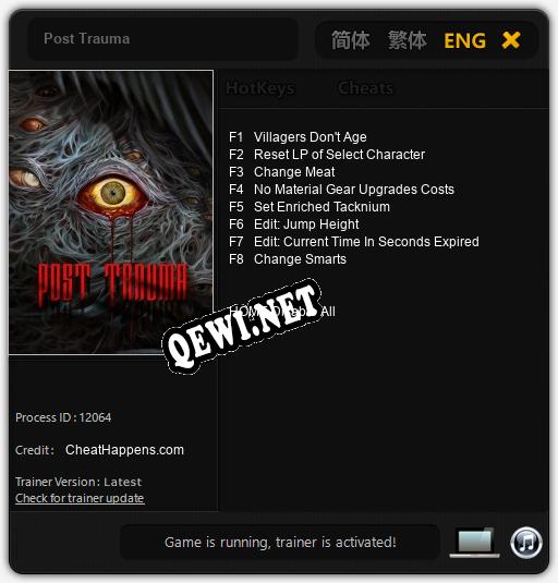 Трейнер для Post Trauma [v1.0.8]