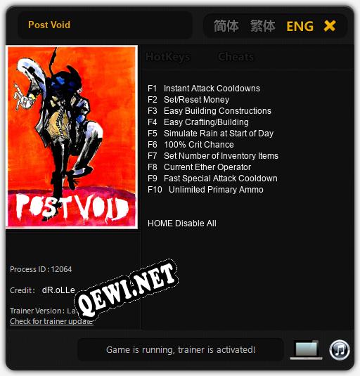 Трейнер для Post Void [v1.0.1]