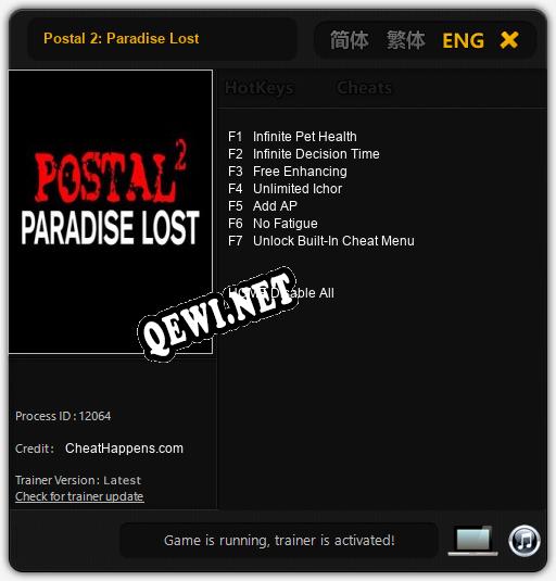 Трейнер для Postal 2: Paradise Lost [v1.0.4]