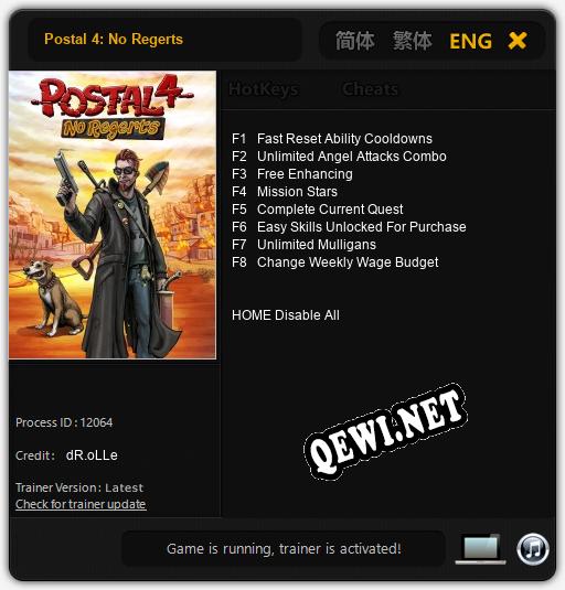 Postal 4: No Regerts: Читы, Трейнер +8 [dR.oLLe]