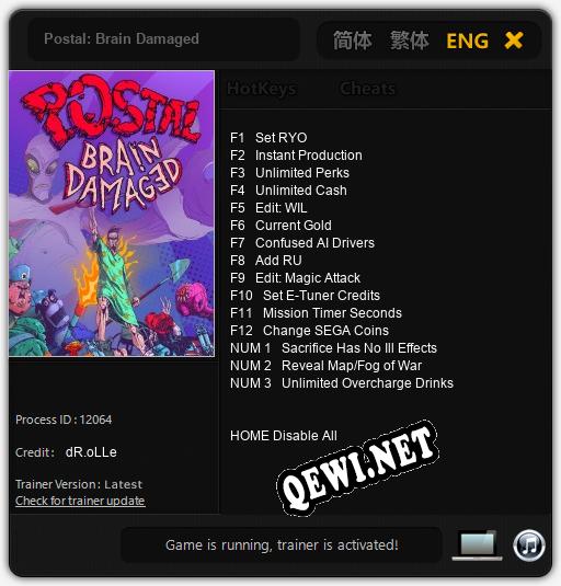 Трейнер для Postal: Brain Damaged [v1.0.2]