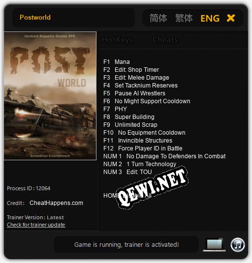 Трейнер для Postworld [v1.0.4]