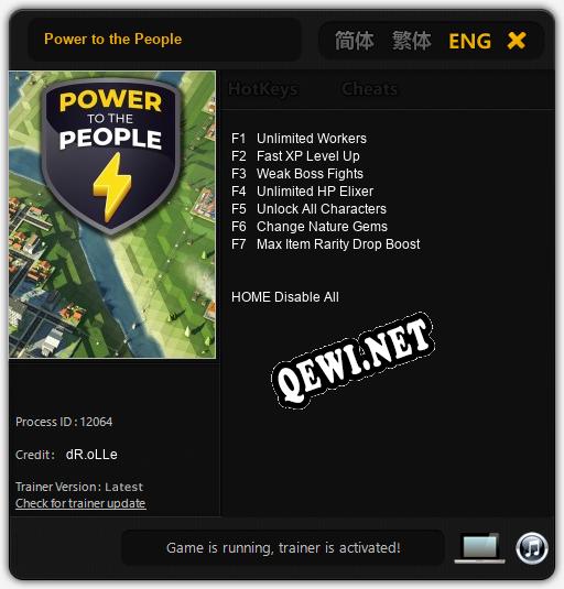 Трейнер для Power to the People [v1.0.1]