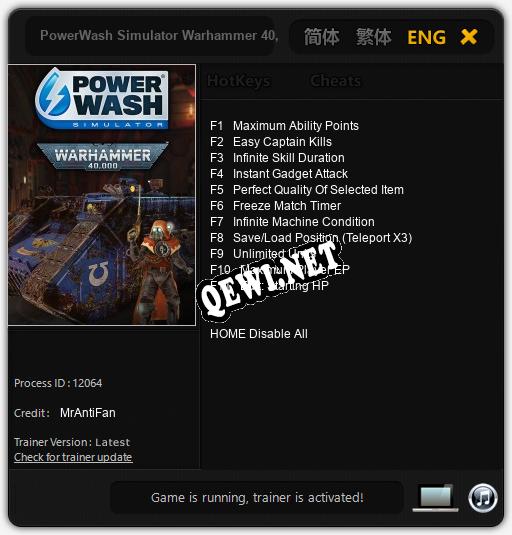 PowerWash Simulator Warhammer 40,000: Читы, Трейнер +11 [MrAntiFan]