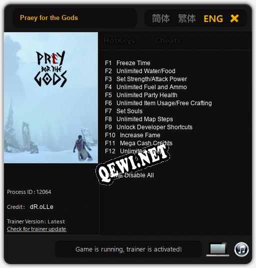 Трейнер для Praey for the Gods [v1.0.2]