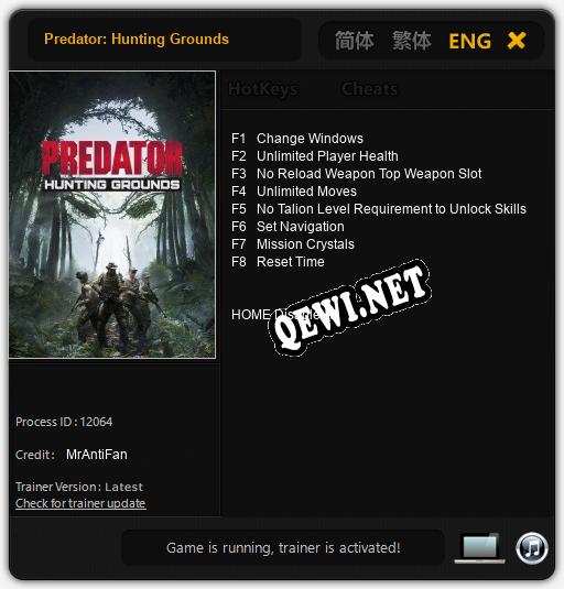 Predator: Hunting Grounds: Трейнер +8 [v1.8]