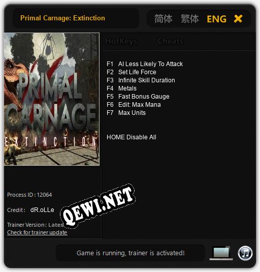 Primal Carnage: Extinction: Читы, Трейнер +7 [dR.oLLe]