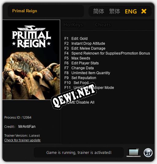 Primal Reign: Трейнер +11 [v1.4]