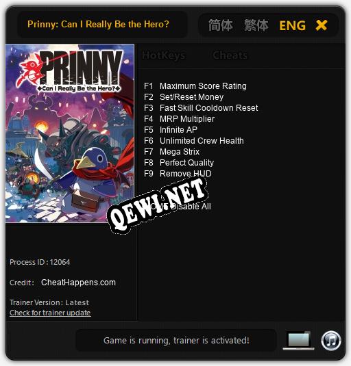 Prinny: Can I Really Be the Hero?: ТРЕЙНЕР И ЧИТЫ (V1.0.97)