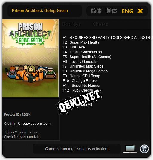 Трейнер для Prison Architect: Going Green [v1.0.9]