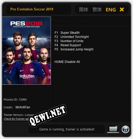 Pro Evolution Soccer 2018: Трейнер +5 [v1.8]