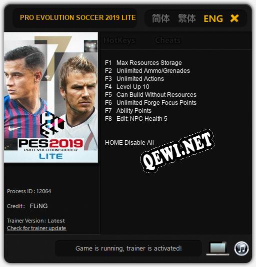 PRO EVOLUTION SOCCER 2019 LITE: Трейнер +8 [v1.7]