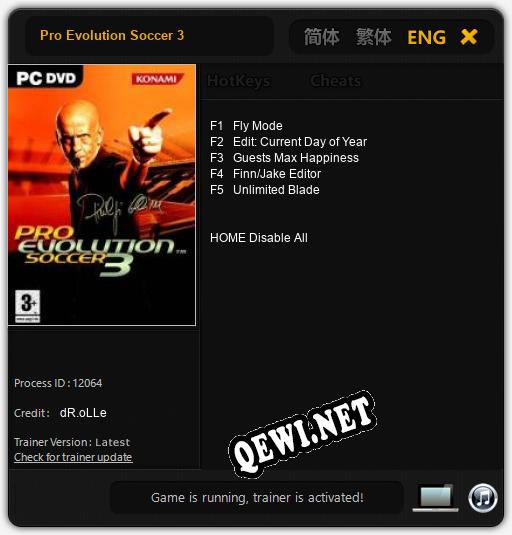 Трейнер для Pro Evolution Soccer 3 [v1.0.5]