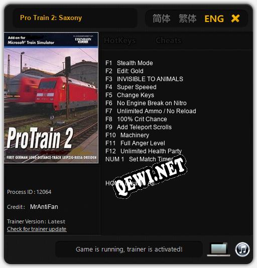 Pro Train 2: Saxony: Трейнер +13 [v1.7]