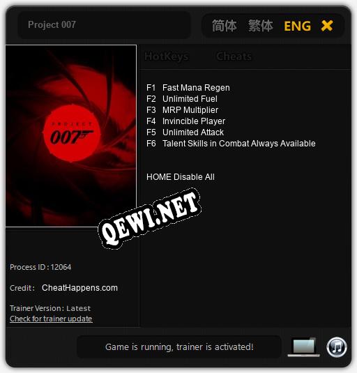 Project 007: Трейнер +6 [v1.1]