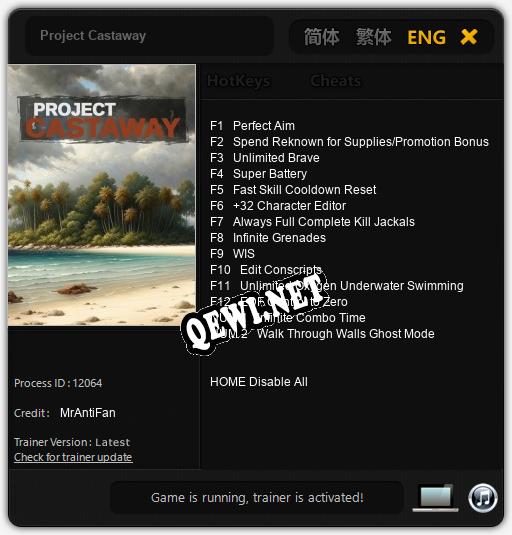 Project Castaway: Трейнер +14 [v1.2]
