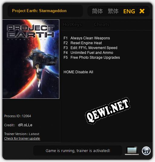 Трейнер для Project Earth: Starmageddon [v1.0.7]