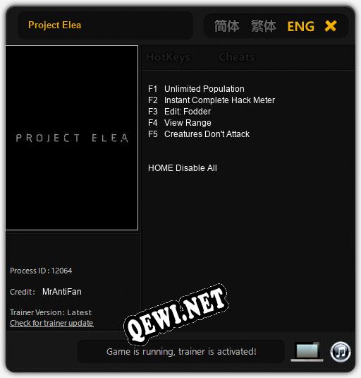 Трейнер для Project Elea [v1.0.8]