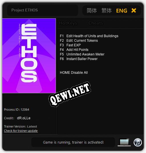 Трейнер для Project ETHOS [v1.0.5]