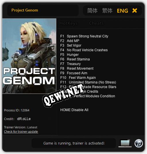 Project Genom: Трейнер +14 [v1.7]