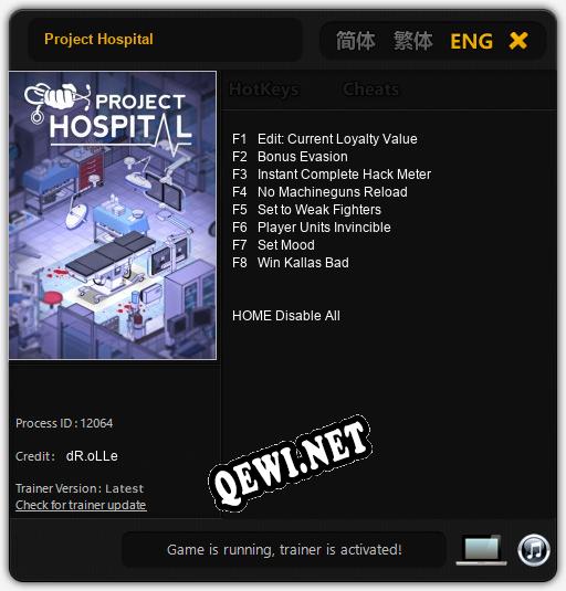 Project Hospital: Трейнер +8 [v1.9]