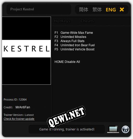 Project Kestrel: Читы, Трейнер +5 [MrAntiFan]