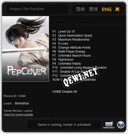 Project: The Perceiver: Трейнер +13 [v1.8]